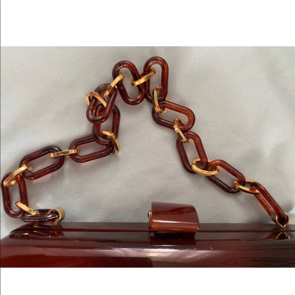 Vintage 1940s 1960s tortoise shell lucite or acrylic handbag - Picture 5 of 10